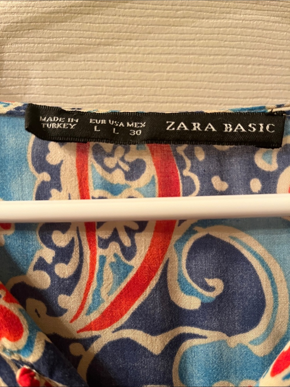 Zara Navy, Red & Light Blue Floral Paisley Blouse - Picture 5 of 5